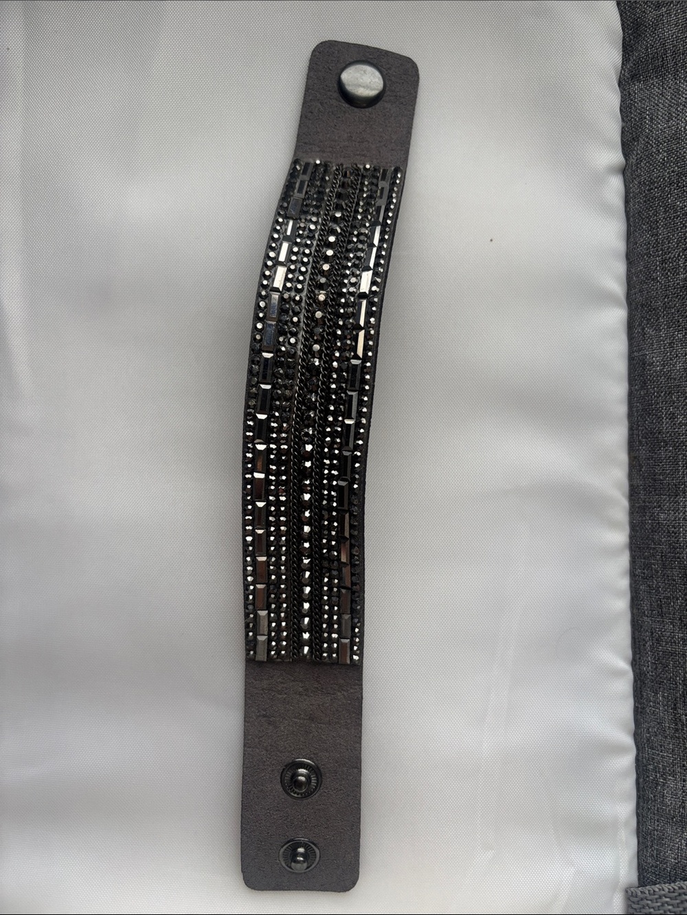paparazzi Black and Silver Multi-Row Crystal Wrap Bracelet